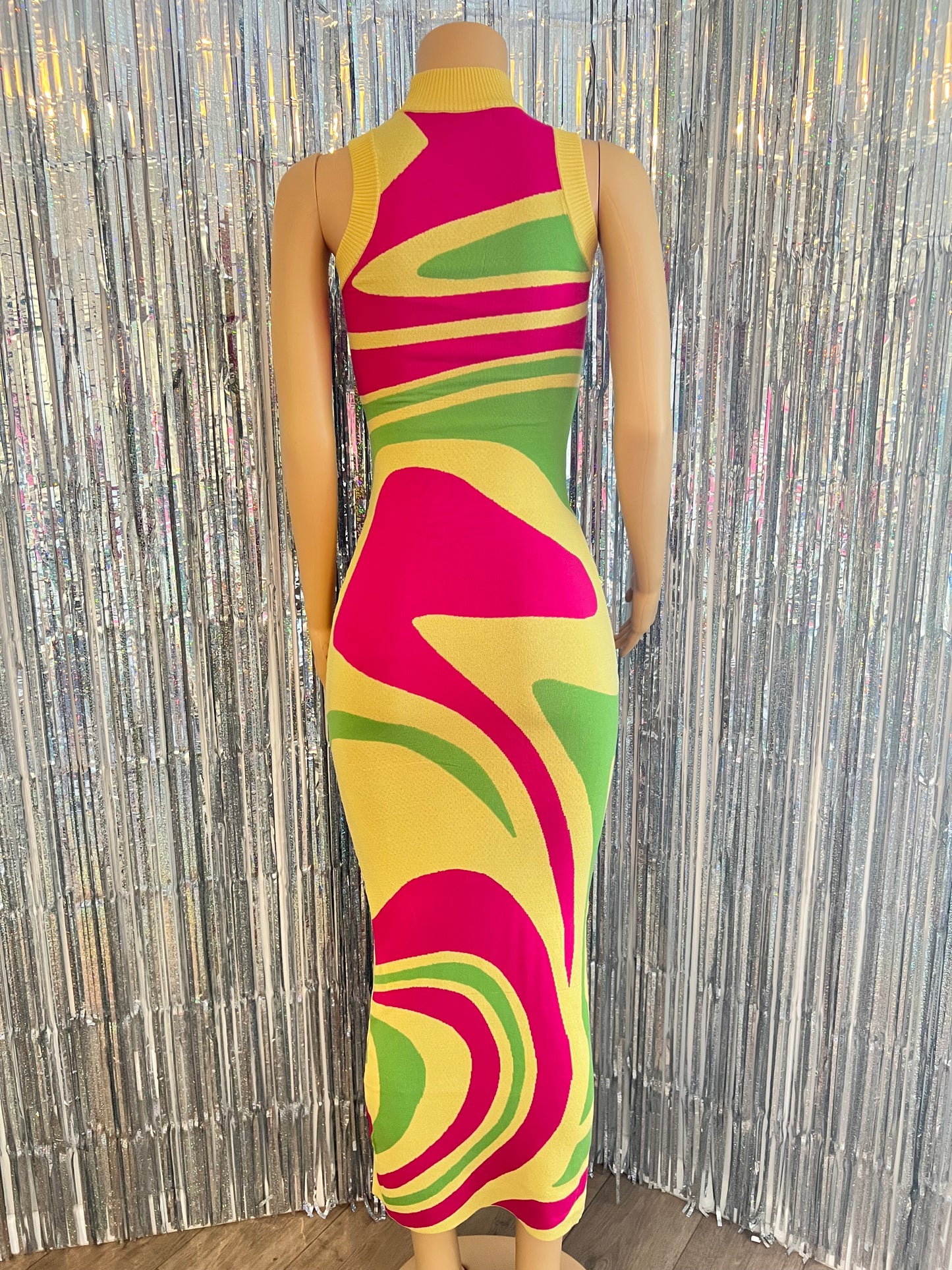 Oasis Maxi Dress - Yellow/Pink/Green